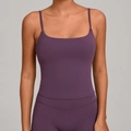 Women's tight yoga set in deep purple featuring a slim fit vest and high-waist leggings - XS / Tops / Grape Purple