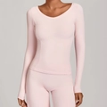 Ensemble de yoga rose clair avec haut à manches longues et legging de fitness - Rose Ballet