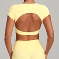 Set sportivo donna con maglia schiena scoperta e leggings yoga vita alta giallo chiaro - XS / Giallo Durian
