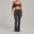 Ensemble de yoga pour femmes avec haut court et pantalon évasé gris foncé - Gris Anthracite