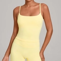 Slim fit light yellow sports tank top with thin straps and square neck for yoga - XS / Tops / Durian Yellow
