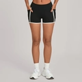 Pantaloncini yoga neri a vita alta con profili bianchi a contrasto e tasche laterali - S / Nero