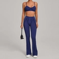 Ensemble de yoga bleu marine deux pièces avec brassière et pantalon évasé taille haute - Bleu marine