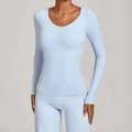 Ensemble de yoga bleu clair à manches longues et coupe ajustée pour les activités fitness - Bleu ciel