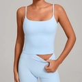 Light blue slim fit quick-dry sports tank top with thin straps for yoga and fitness - XS / Tops / Sky Blue