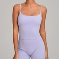 Women's light purple tight yoga tank top and high waist leggings set for fitness - XS / Tops / Lilac Purple