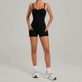 Body da yoga nero con spalline sottili e tasche laterali per fitness e corsa - XS / Nero