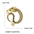 Spilla drago dorata vintage con perla bianca e occhio verde per abiti da uomo - Oro