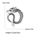 Spilla a drago vintage in argento con perla, dimensioni 4cm x 3,6cm per giacche - Argento