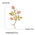 Elegante spilla a fiore con rose e perle e base dorata per abito e cerimonia - Rosa-4178