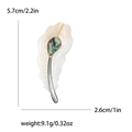 Elegante spilla a piuma in madreperla con intarsio colorato abalone, 5,7cm per 2,6cm - Bianco