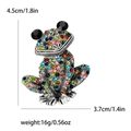 Spilla a forma di rana con strass colorati in lega d'argento, 4,5cm x 3,7cm - Arcobaleno
