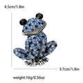 Spilla a forma di rana con strass blu scintillanti mostra dimensioni 4,5cm per 3,7cm - Blu