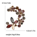 Detailed view of rhinestone flower brooch with 4.7cm height and 16g weight specs - Purple