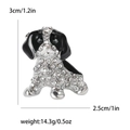 Modische Hunde-Brosche aus Silberlegierung mit schwarzer Emaille und Strasssteinen - Schwarz und Weiß