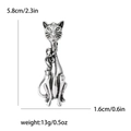 Vintage Katzenbrosche in Altsilber für Mäntel mit Maßen 5,8cm Höhe und 1,6cm Breite - Silber