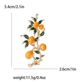 Spilla raffinata stile cinese con rami dorati e frutti in smalto arancione brillante - Arancione-4182