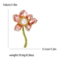 Lotusblume Brosche mit rosa Emaille und Perle mit Strasssteinen verzierte Modeschmuck - Rosa-4164