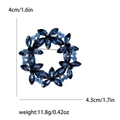 Elegant blue crystal floral wreath brooch with marquise stones and silver finish - Light Blue Ink Blue Marquise (MM-BR-4102)