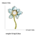 Blaue Emaille Lotusblume Brosche mit weißer Perle und Strasssteinen für Damen - Blau-4164