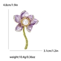 Eleganter lila Lotusblüten-Brosche mit weißer Perle und Strasssteinen 4.8cm x 3.1cm - Lila-4164