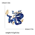 Broche de dragón chino en esmalte azul y aleación dorada, tamaño de 3,9cm por 4,4cm - Azul-4032