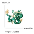 Broche de dragón en esmalte verde con chapado en oro, tamaño 4,4cm x 3,9cm, peso 14,3g - Verde-4032