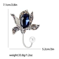 Elegant flower brooch with blue crystal and pearls for suit and dress accessories - Blue