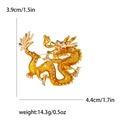 Golden enamel Chinese dragon brooch with dimensions 3.9cm height and 4.4cm width - Yellow-4032