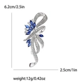 Silver ribbon brooch with blue marquise zircon and dimensions of 6.2cm by 2.5cm - Blue