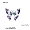 Elegante broche de mariposa en morado y azul con aleación de plata y diamantes - Púrpura-4048