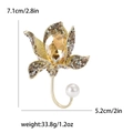 Floral brooch with amber crystal, colorful diamonds and white pearl, size 7.1x5.2cm - Yellow