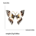 Broche de mariposa en esmalte marrón y amarillo con diamantes de imitación blancos - Marrón-4048