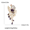 Elegante broche de fénix dorado con cristales púrpuras y diamantes de imitación - Morado
