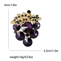 Elegant gold plated grape brooch with purple crystals and green rhinestones, 4cm height - Purple
