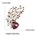 Elegante spilla a tralcio con cuore di cristallo viola e strass, dimensioni 7,2 cm x 6,3 cm - Viola