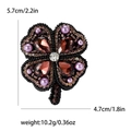 Elegant four-leaf clover brooch with purple crystals and pearls for women's clothing - Purple
