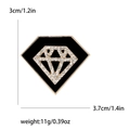 Broche de mode élégante en forme de diamant avec émail noir, strass et dimensions - Doré