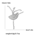Élégante broche danseuse en argent avec strass brillants pour bijoux de mode femme - Argenté