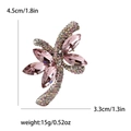 Broche fleurie en cristal rose et strass pour costume, taille 4,5cm x 3,3cm, 15g - Violet
