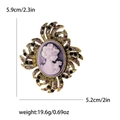 Broche camée vintage dorée avec strass violets mesurant 5,9 cm sur 5,2 cm - Violet
