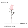 Spilla fiore di magnolia rosa in metallo argento con misure dettagliate - Rosa