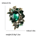Eleganter Vintage Gold Brosche mit großem smaragdgrünen Zirkon und Strass 6.9cm - Grün