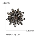 Sparkling rhinestone sunflower brooch for women suits, grey crystals flower pin 5.2cm - Gray