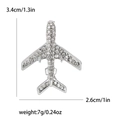 Funkelnde silberne Flugzeug-Brosche mit weißen Strasssteinen, 3.4cm x 2.6cm, Gewicht 7g - Silber
