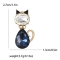 Eleganter Gold-Katzenbrosche mit blauem Kristall und Strass, Größe 2,7 cm x 1,3 cm - Blau-4023