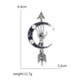Spilla vintage color argento con luna, freccia, occhio di Hamsa e strass scintillanti - Argento