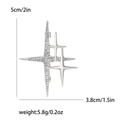 Silver star brooch with white rhinestones and dimensions shown in 5cm by 3.8cm - Silver