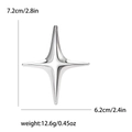 Spilla a stella d'argento minimalista lucida con dimensioni di 7,2 cm per 6,2 cm - Argento