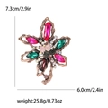 Vintage crystal flower brooch with antique bronze frame and colorful rhinestones 7.3cm - Gold (MM-BR-1483-GD)